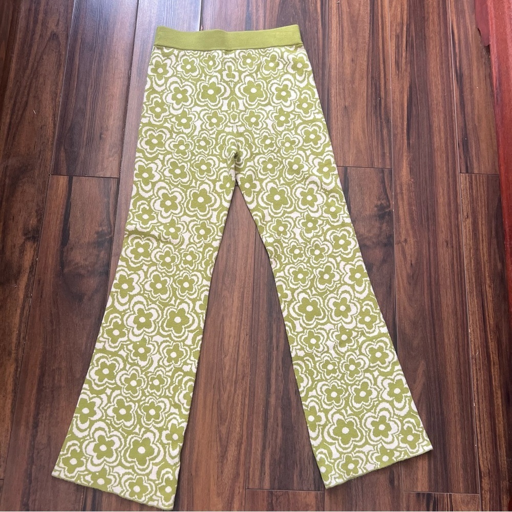 TWIK x Jack.org Floral Knit Flared Pants – Green & White – Size L - Picture 12 of 12